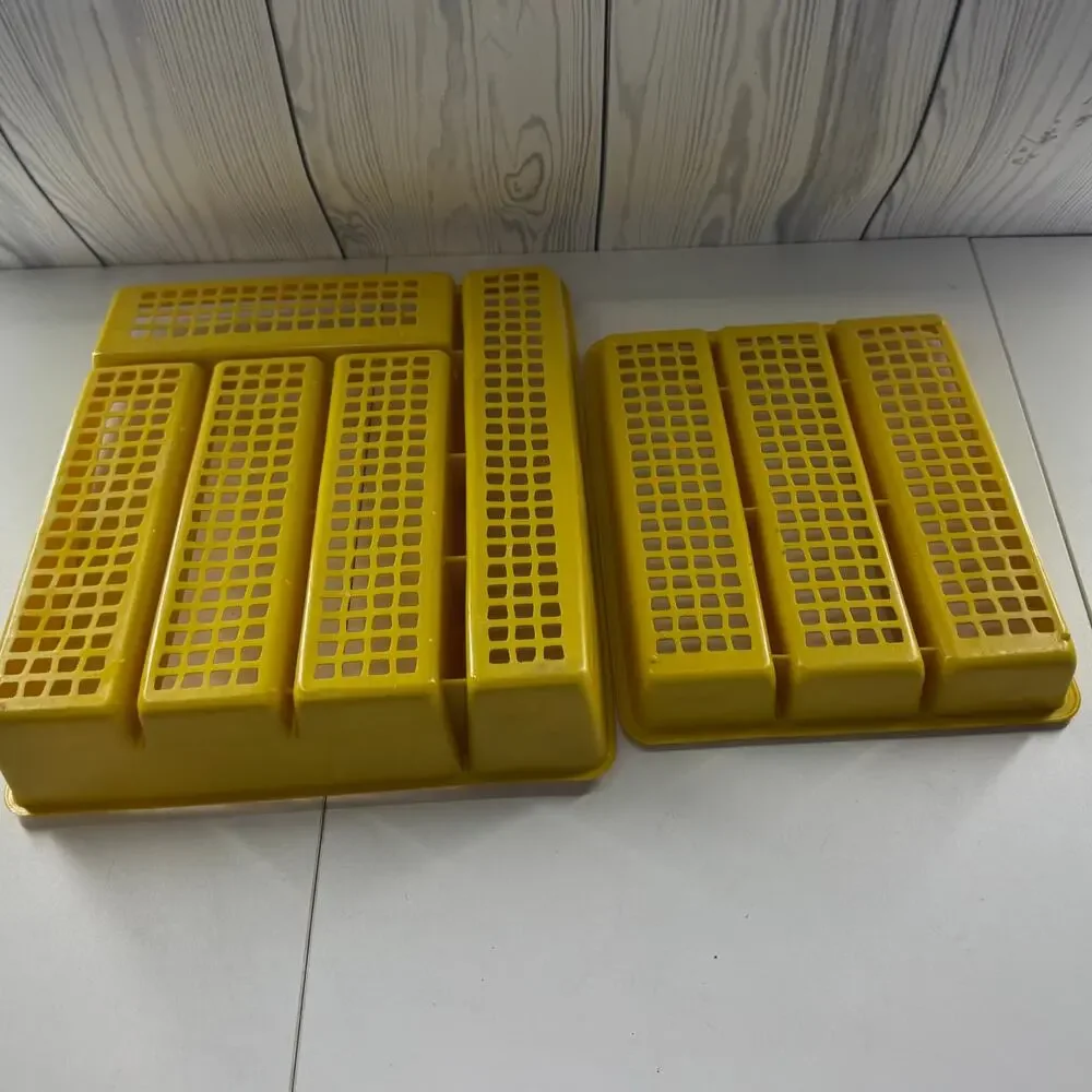 Vintage Deka Plastics No. 195 & 197 2 Piece Stacking Cutlery Utensil Tray Yellow